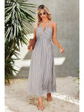 CROSS BACK STRIPED MAXI DRESS