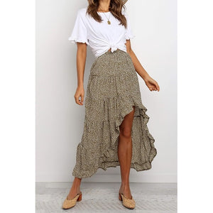 POLKA DOT RUFFLED MAXI SKIRT