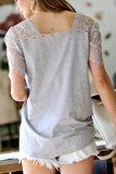 GREY LACE SLEEVE TOP